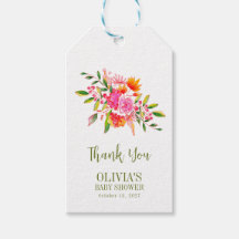 ピンクモダンオレンジフローラベビーシャワーカスタム