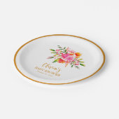 ピンクモダンオレンジフローラベビーシャワーカスタム ペーパープレート (アングル)