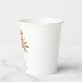 ピンクモダンオレンジフローラベビーシャワーカスタム 紙コップ (左)