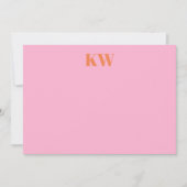 ピンクモダンオレンジモノグラムイニシャルパーソナライズされた サンキューカード (正面)