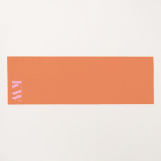 ピンクモダンオレンジモノグラムイニシャルパーソナライズされた ヨガマット (裏面(横))