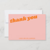 ピンクモダンオレンジレトロベビーシャワーパーソナライズされた サンキューカード (正面)