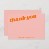 ピンクモダンオレンジレトロベビーシャワーパーソナライズされた サンキューカード (正面/裏面)