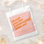 ピンクモダンオレンジレトロ赤ちゃんシャワーありがとう フェイバーバッグ (クリップ留めされた状態)