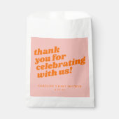 ピンクモダンオレンジレトロ赤ちゃんシャワーありがとう フェイバーバッグ (正面)