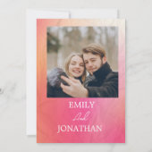 ピンクモダンオレンジ色の水彩タイポグラフィ セーブザデート (裏面)