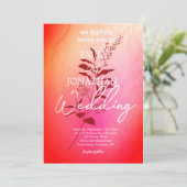 ピンクモダンオレンジ色の水彩タイポグラフィ 招待状 (スタンド正面)