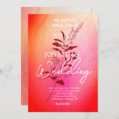 ピンクモダンオレンジ色の水彩タイポグラフィ 招待状 (正面/裏面)