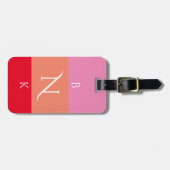 ピンクモダンオレンジ3文字モノグラムカスタム ラゲッジタグ (正面横)