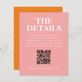 ピンクモダンオ結婚レンジのQRコード詳細 エンクロージャーカード (正面/裏面)