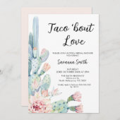 ピンクモダンカカスタコブロブラブブライダルシャワー 招待状 (正面/裏面)