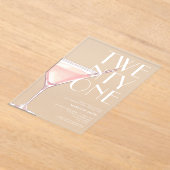 ピンクモダンカクテル21歳の誕生日 アクリル招待状 (レイダウン)