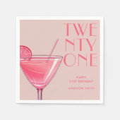ピンクモダンカクテル21歳の誕生日 スタンダードカクテルナプキン (正面)
