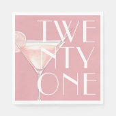 ピンクモダンカクテル21歳の誕生日 スタンダードランチョンナプキン (正面)