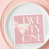 ピンクモダンカクテル21歳の誕生日 スタンダードランチョンナプキン