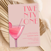 ピンクモダンカクテル21歳の誕生日 招待状