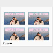 ピンクモダンカット日付シールを保存 長方形シール (シート)