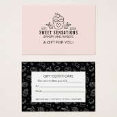 ピンクモダンカップケーキベーカリーギフト券 (正面&裏面)