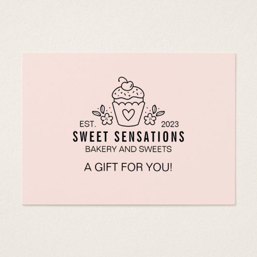 ピンクモダンカップケーキベーカリーギフト券 (正面)