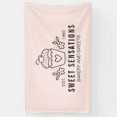 ピンクモダンカップケーキベーカリーパティシシェフバナー 横断幕 (縦)