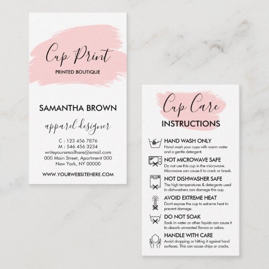 ピンクモダンカップ気に命令のカスタマイズ可能ロゴ 名刺 (正面/裏面)
