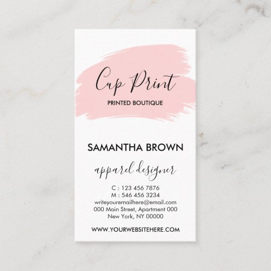 ピンクモダンカップ気に命令のカスタマイズ可能ロゴ 名刺 (正面)