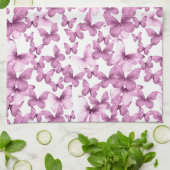 ピンクモダンカラフルチョウ キッチンタオル (折り畳み)