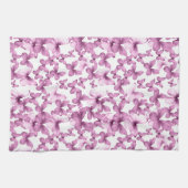 ピンクモダンカラフルチョウ キッチンタオル (横)