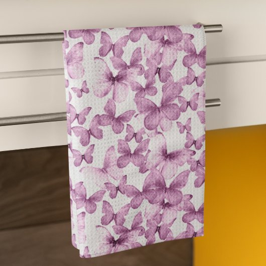 ピンクモダンカラフルチョウ キッチンタオル