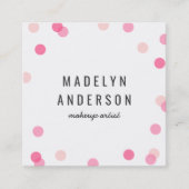 ピンクモダンカラフル紙吹雪 スクエア名刺 (正面)