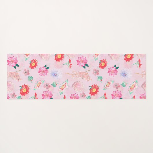 ピンクモダンガーデンフローラ ヨガマット (裏面(横))