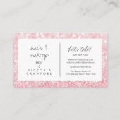 ピンクモダンガーリーのグリッター《写真》ぼけ味メイクアップアーティスト 名刺 (裏面)