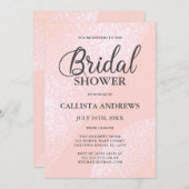 ピンクモダンガーリーグリッター幾何ブライダルシャワー 招待状 (正面/裏面)