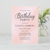 ピンクモダンガーリーグリッター幾何誕生日 招待状 (スタンド正面)