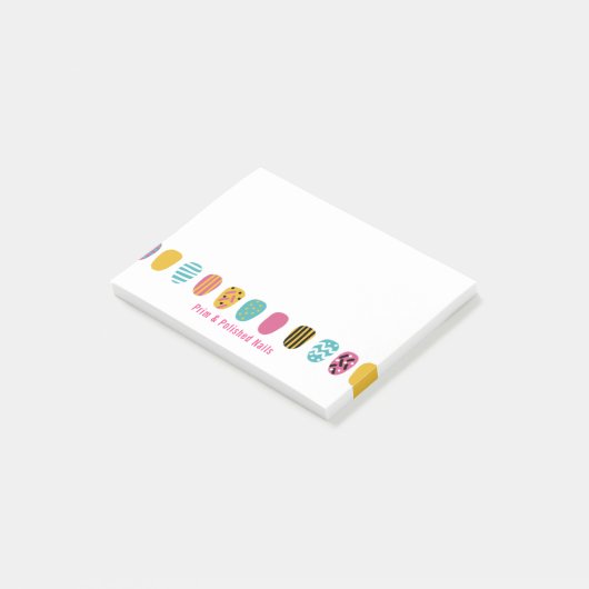 ピンクモダンガーリーティール(緑がかった色)ネイルサロン ポストイット (アングル)