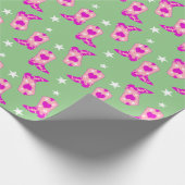 ピンクモダンガーリー女性のカーボーイウエスタンブーツグリーン ラッピングペーパー (角)