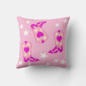 ピンクモダンガーリー女性のカーボーイウエスタンブーツスターズピンク クッション (裏面)