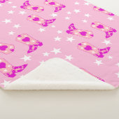 ピンクモダンガーリー女性のカーボーイウエスタンブーツスターズピンク シェルパブランケット (3/4)