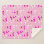 ピンクモダンガーリー女性のカーボーイウエスタンブーツスターズピンク シェルパブランケット (正面(横))