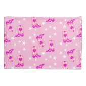 ピンクモダンガーリー女性のカーボーイウエスタンブーツスターズピンク 枕カバー (裏面)