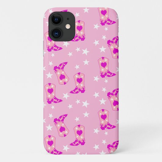 ピンクモダンガーリー女性のカーボーイウエスタンブーツスターズピンク Case-Mate iPhoneケース (裏面)