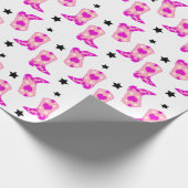 ピンクモダンガーリー女性のカーボーイウエスタンブーツスター ラッピングペーパー (角)