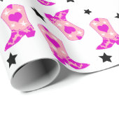 ピンクモダンガーリー女性のカーボーイウエスタンブーツスター ラッピングペーパー (ロールコーナー)