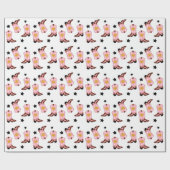 ピンクモダンガーリー女性のカーボーイウエスタンブーツハート ラッピングペーパー (フラット)