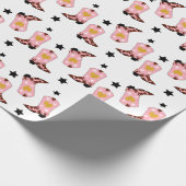 ピンクモダンガーリー女性のカーボーイウエスタンブーツハート ラッピングペーパー (角)