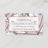 ピンクモダンガーリー白黒大理石幾何学模様 名刺 (裏面)