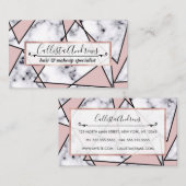 ピンクモダンガーリー白黒大理石幾何学模様 名刺 (正面/裏面)