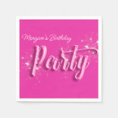 ピンクモダンガーリー金ゴールドグリッター誕生日パーティー スタンダードカクテルナプキン (正面)