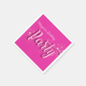 ピンクモダンガーリー金ゴールドグリッター誕生日パーティー スタンダードカクテルナプキン (角)