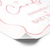 ピンクモダンガールおじぎ赤ちゃんシャワーギフトカードサイン フォトプリント            (角)